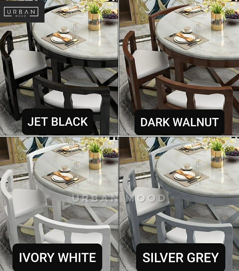 MICAH Oriental Marble Round Dining Table & Chairs