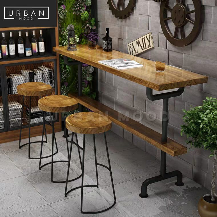 LOREN Industrial Solid Wood Bar Table – Urban Mood