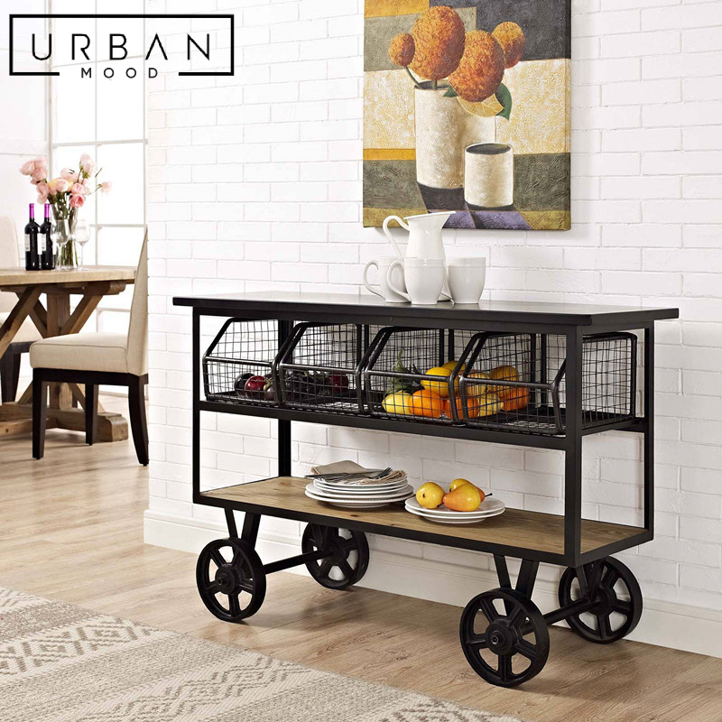 BARKER Industrial Solid Wood Kitchen Cart Urban Mood