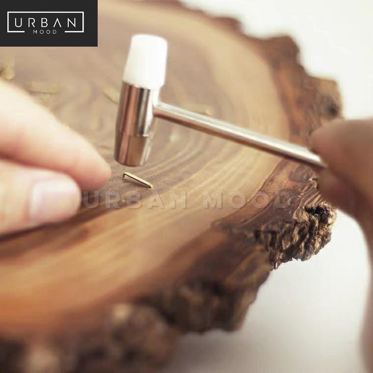 CABIN Rustic Wood Slab Wall Clock