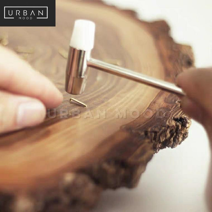 CABIN Rustic Wood Slab Wall Clock