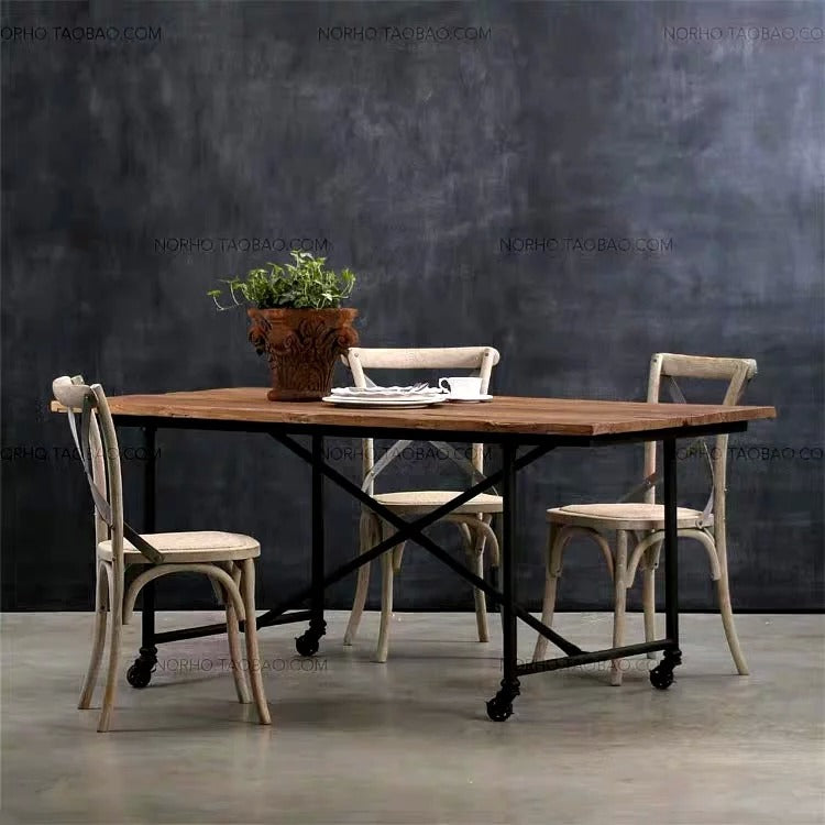 PIQUE Industrial Raw Solid Wood Study Table