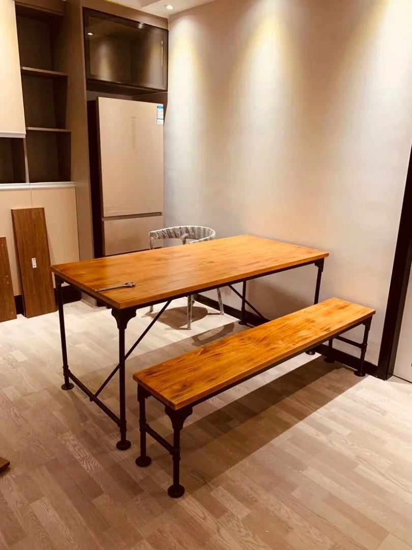 PIQUE Industrial Raw Solid Wood Study Table