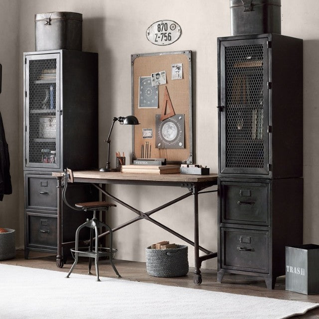 PIQUE Industrial Raw Solid Wood Study Table