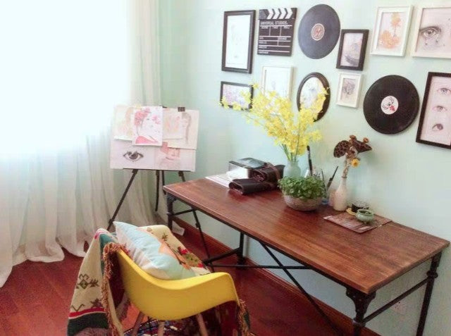 PIQUE Industrial Raw Solid Wood Study Table