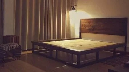 QUENTIN Modern Industrial Solid Wood Bedframe