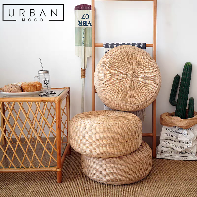 ROTA Japandi Wicker Ottoman – Urban Mood