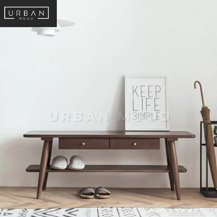 WYNNE Rustic Solid Wood Hallway Bench