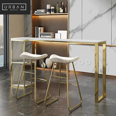 Marble bar table and stools
