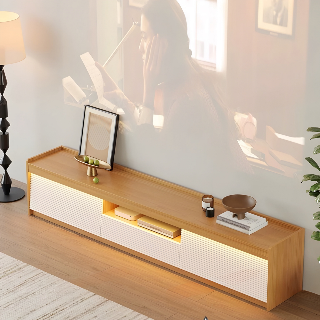 FLUTORA Modern Solid Wood TV Console - Cassa Haus Singapore