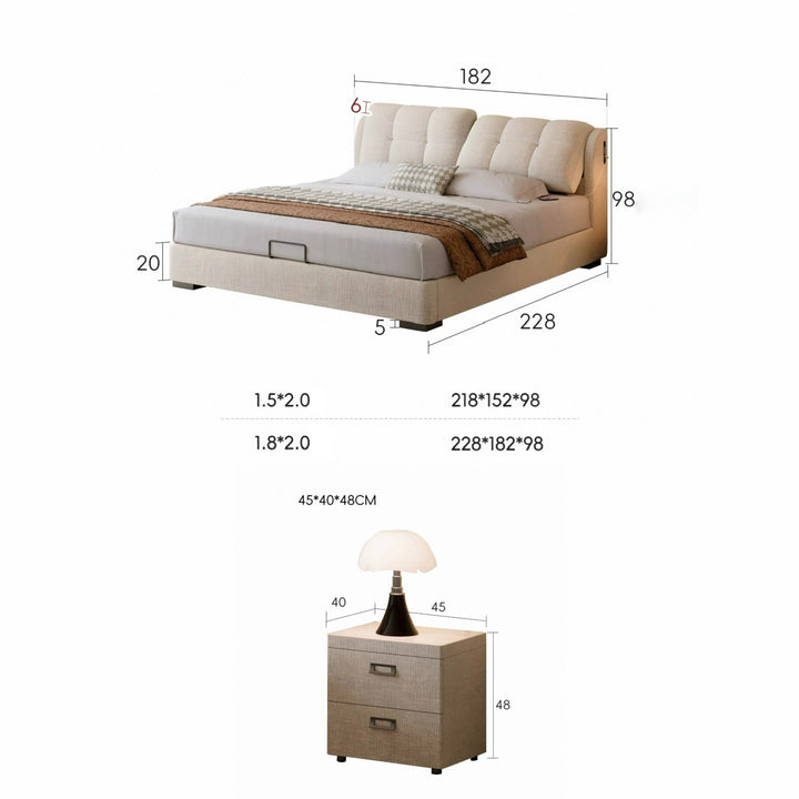 RAVIEN Modern Scratch Proof Fabric Storage Bedframe - Cassa Haus Singapore