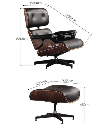 EAMES Modern Leather Armchair with Ottoman