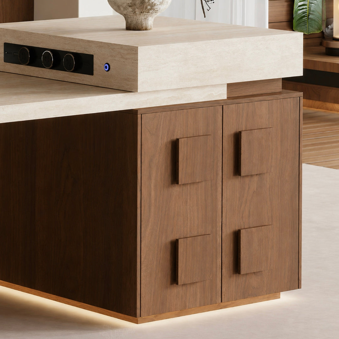 QUARRY Modern Travertine Island Dining Table - Cassa Haus Singapore