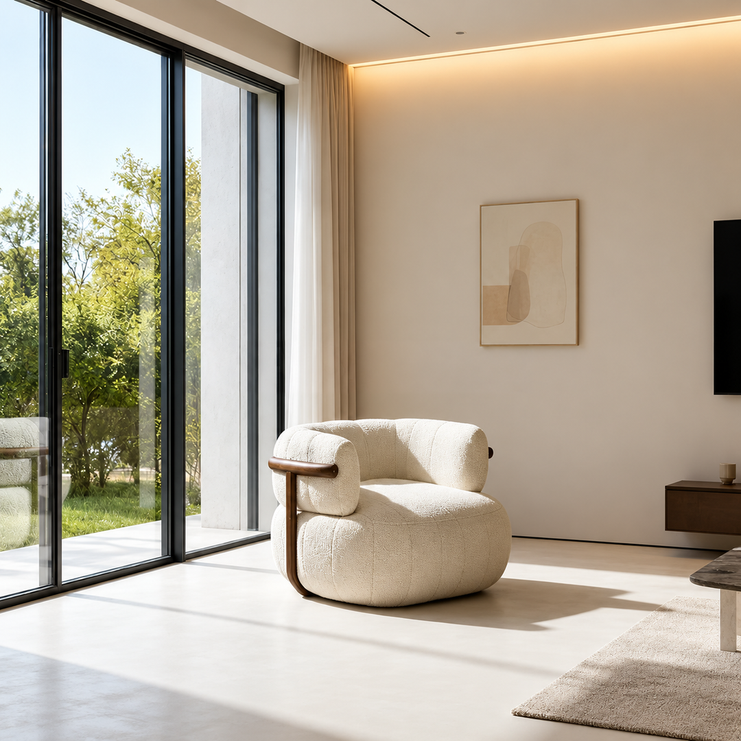 CLAREMONT Modern Boucle Lounge Chair - Urban Mood Singapore