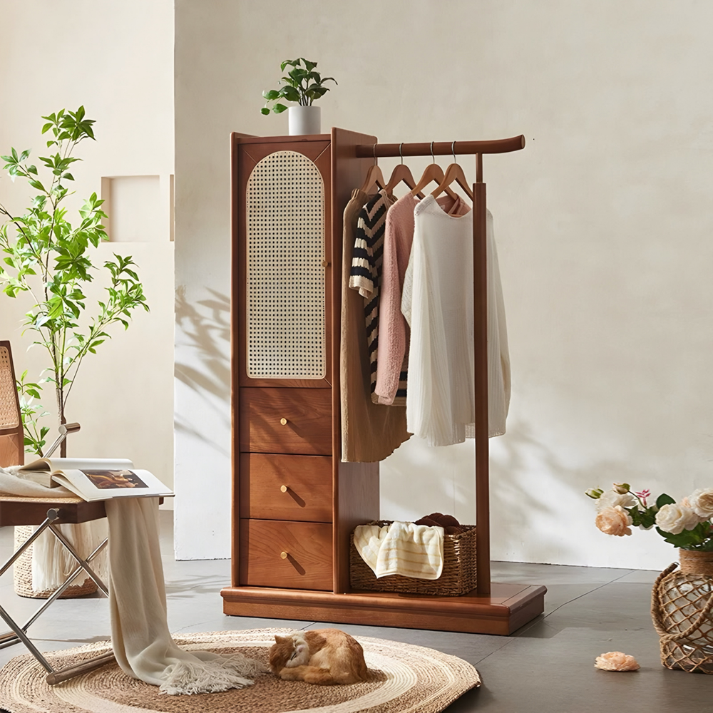 ORVANEL Rattan Open Concept Wardrobe - Cassa Haus Singapore