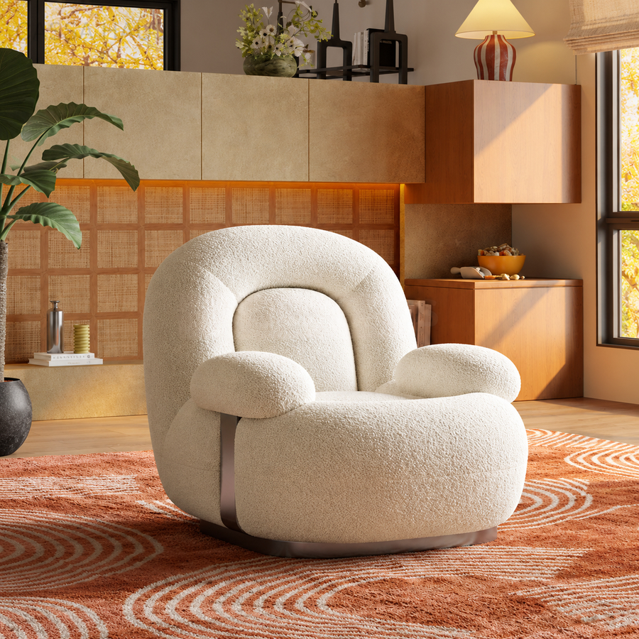 PARVENO Modern Boucle Lounge Chair - Urban Mood Singapore
