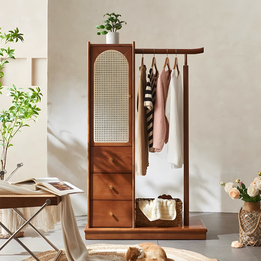 ORVANEL Rattan Open Concept Wardrobe - Cassa Haus Singapore