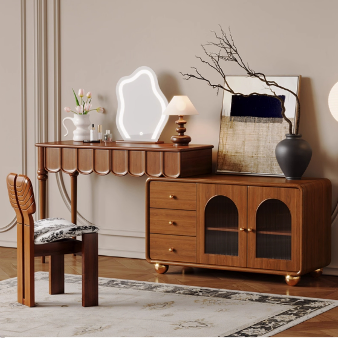 FLEUREN Vintage Solid Wood Dressing Table Set - Cassa Haus Singapore