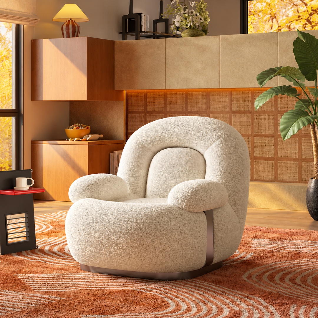 PARVENO Modern Boucle Lounge Chair - Urban Mood Singapore
