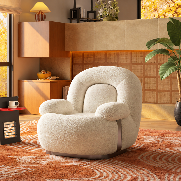 PARVENO Modern Boucle Lounge Chair - Urban Mood Singapore