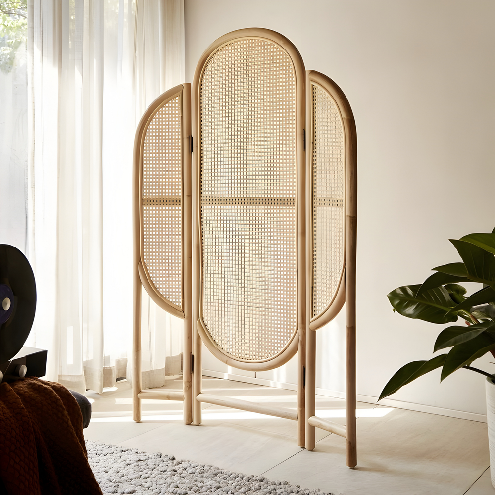 FARNLEY Rustic Rattan Foldable Partition - Cassa Haus Singapore