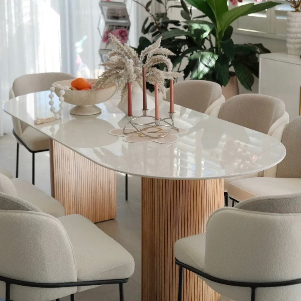 MILKSTONE Oval Sintered Stone Dining Table - Cassa Haus Singapore