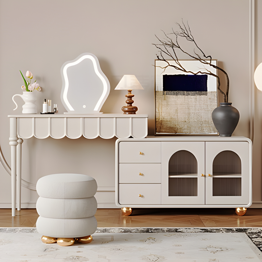 FLEUREN Vintage Solid Wood Dressing Table Set - Cassa Haus Singapore