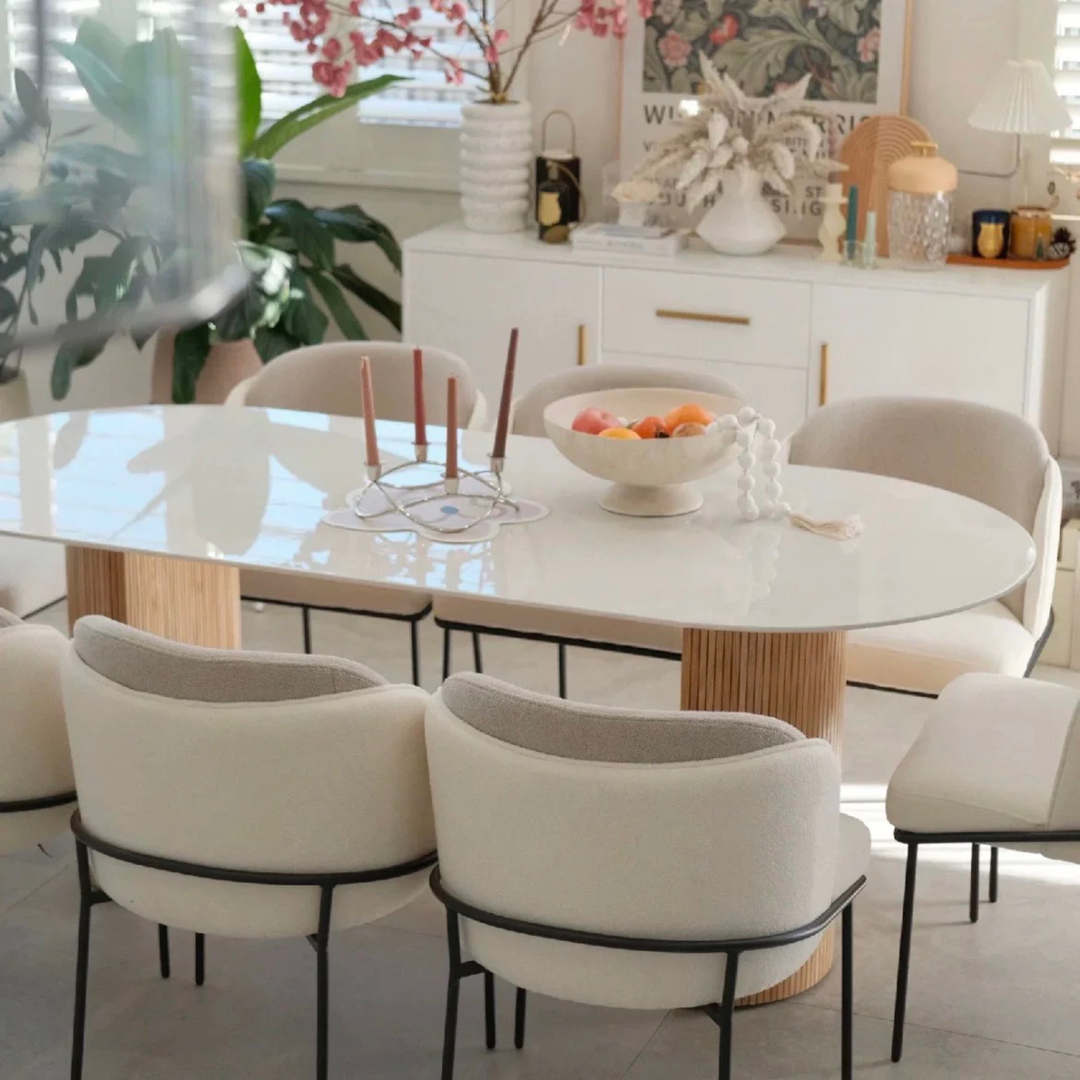 MILKSTONE Oval Sintered Stone Dining Table - Cassa Haus Singapore