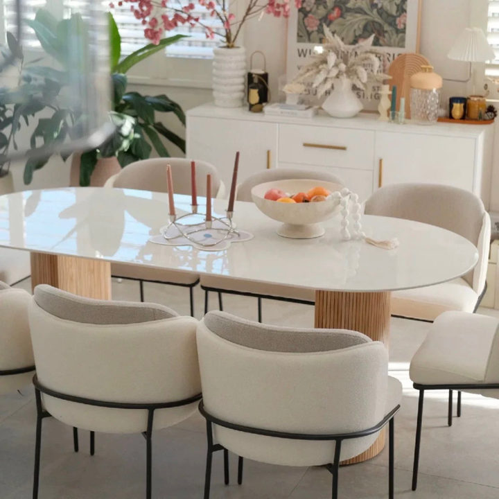 MILKSTONE Oval Sintered Stone Dining Table - Cassa Haus Singapore
