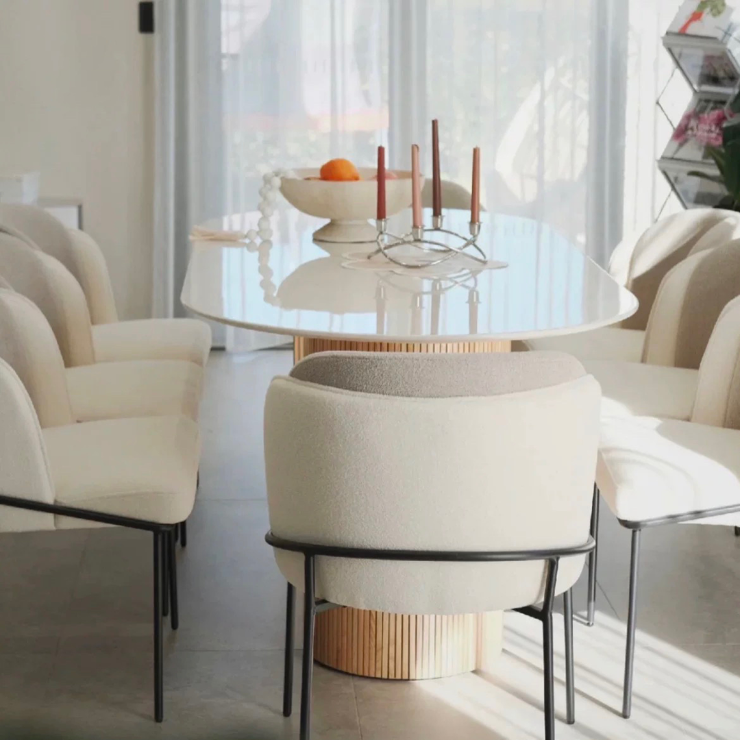 MILKSTONE Oval Sintered Stone Dining Table - Cassa Haus Singapore