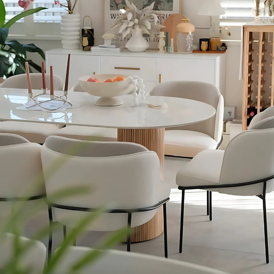 MILKSTONE Oval Sintered Stone Dining Table - Cassa Haus Singapore
