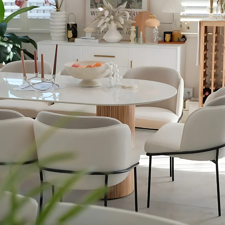 MILKSTONE Oval Sintered Stone Dining Table - Cassa Haus Singapore