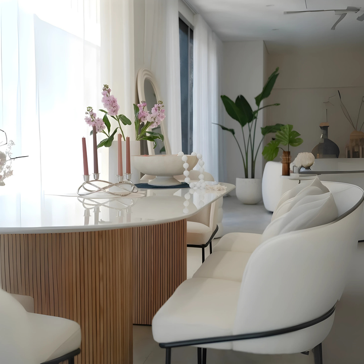 MILKSTONE Oval Sintered Stone Dining Table - Cassa Haus Singapore