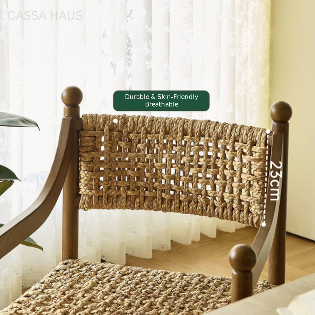 AMORE Rustic Rattan Solid Wood Dining Chair - Cassa Haus Singapore