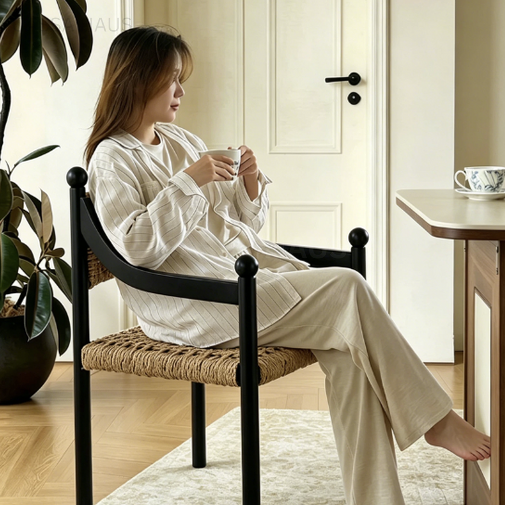 AMORE Rustic Rattan Solid Wood Dining Chair - Cassa Haus Singapore