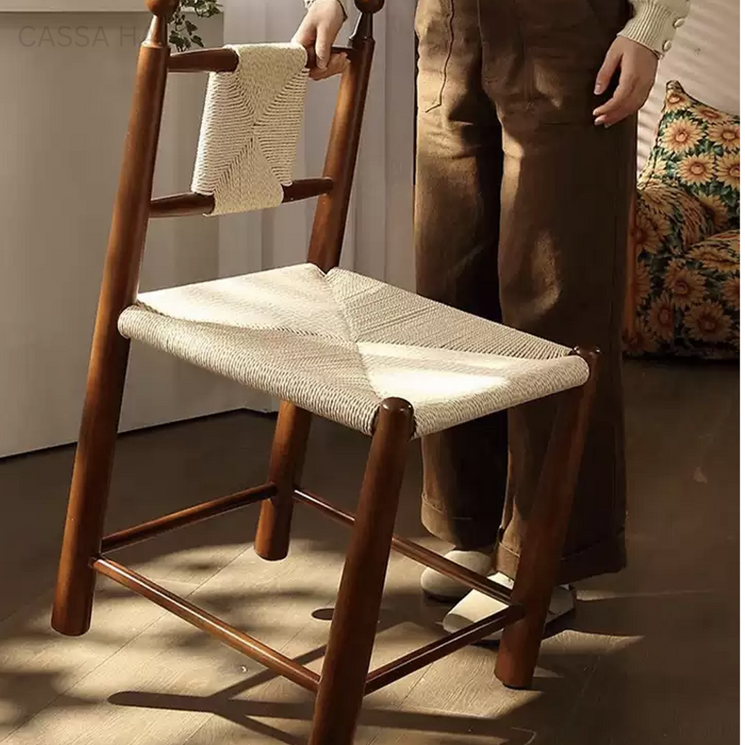 AMORE Rustic Rattan Solid Wood Dining Chair - Cassa Haus Singapore