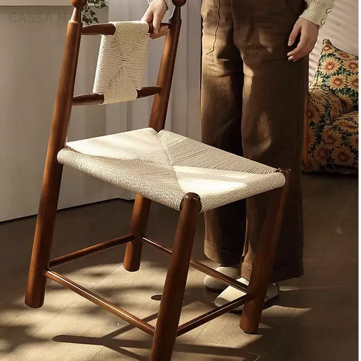 AMORE Rustic Rattan Solid Wood Dining Chair - Cassa Haus Singapore