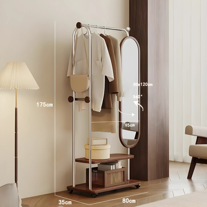 CALIXON Rotating Mirror Open Concept Wardrobe Rack - Cassa Haus Singapore