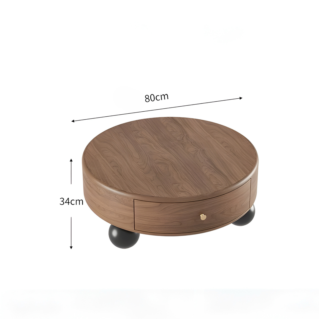 CALDREN Modern Round Walnut Coffee Table - Cassa Haus Singapore