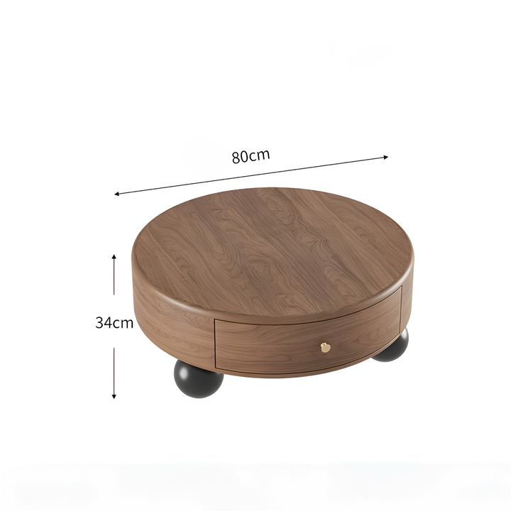 CALDREN Modern Round Walnut Coffee Table - Cassa Haus Singapore