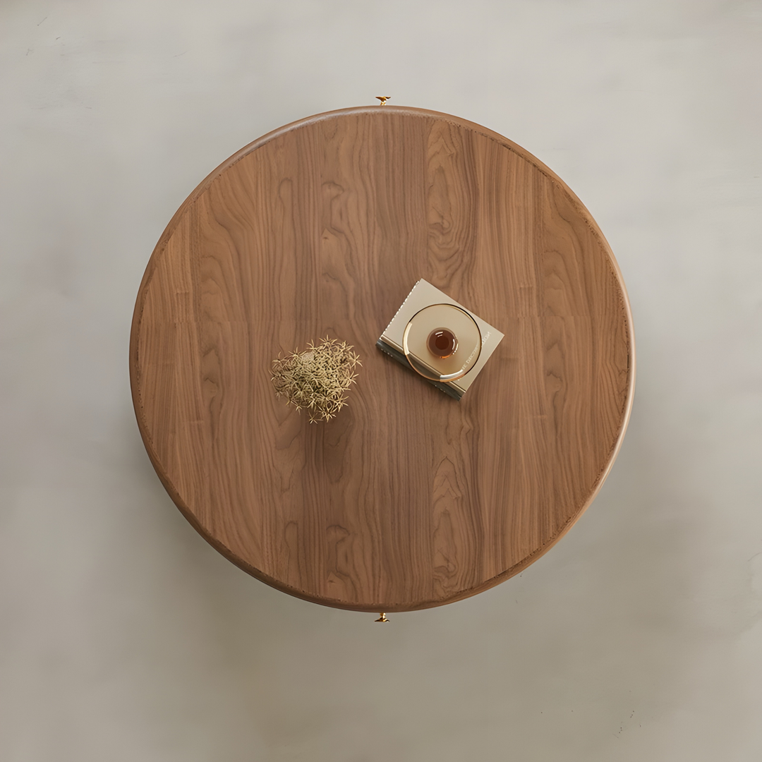 CALDREN Modern Round Walnut Coffee Table - Cassa Haus Singapore