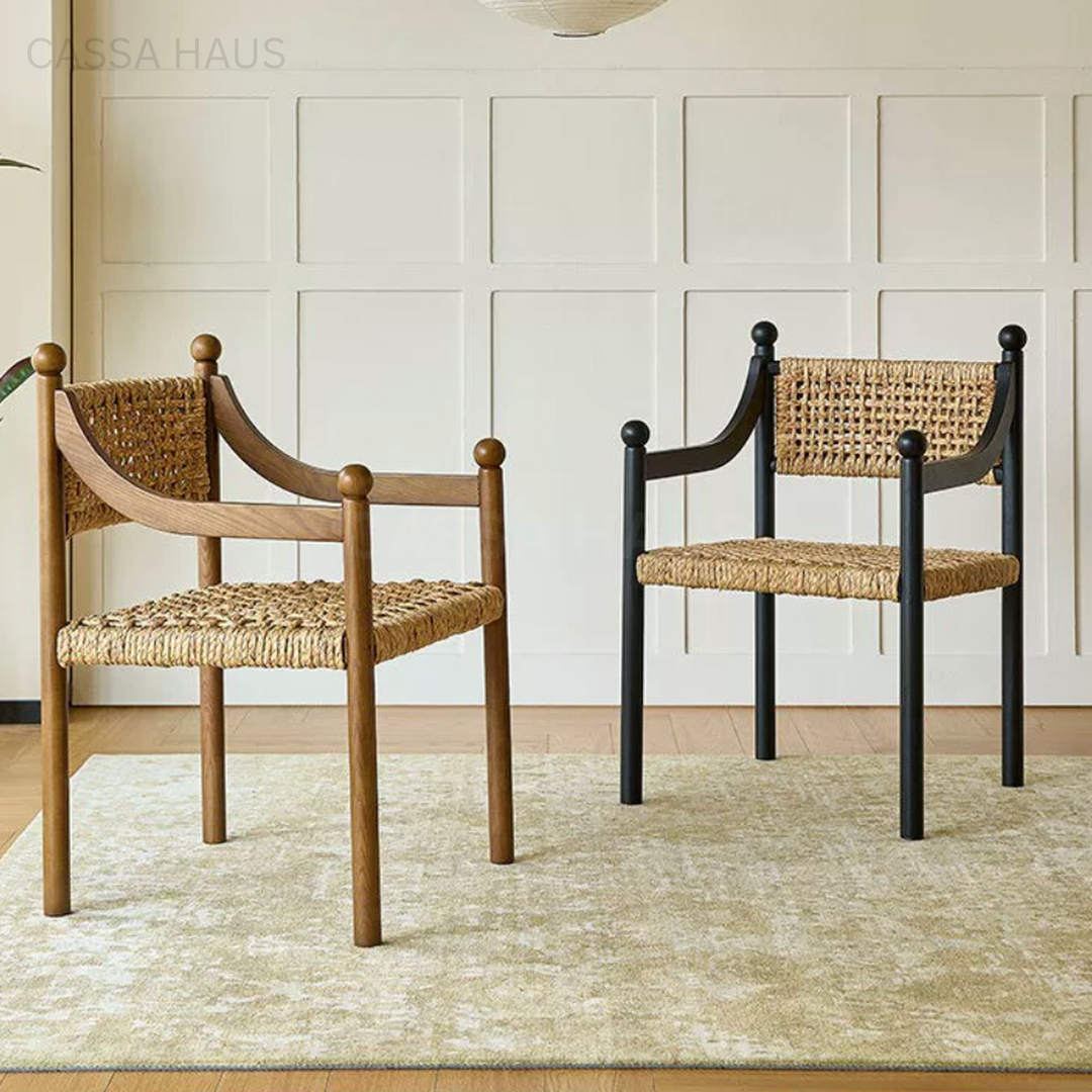 AMORE Rustic Rattan Solid Wood Dining Chair - Cassa Haus Singapore