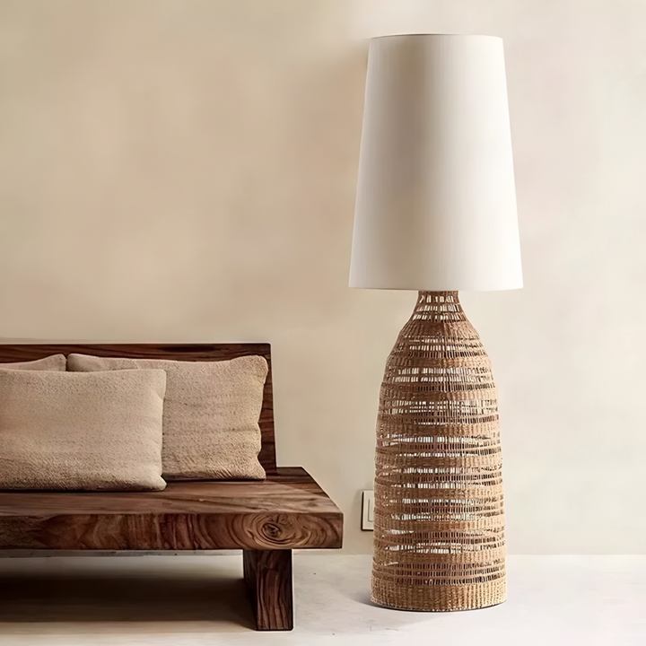 NOVARO Modern Woven Rattan Floor Lamp - Urban Mood Singapore