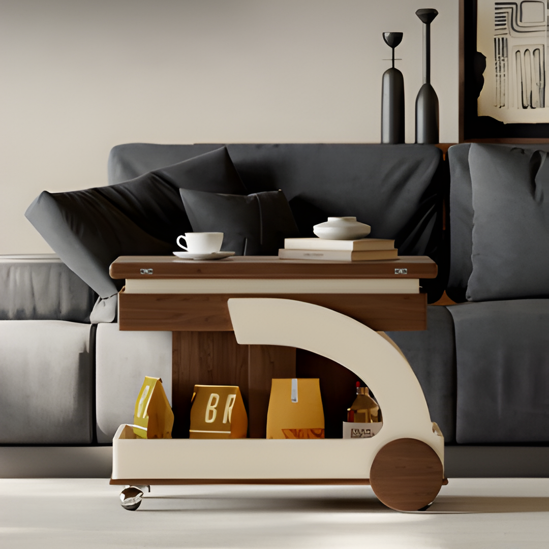 CIRONA Adjustable Folding Storage Trolley Side Table - Urban Mood Singapore