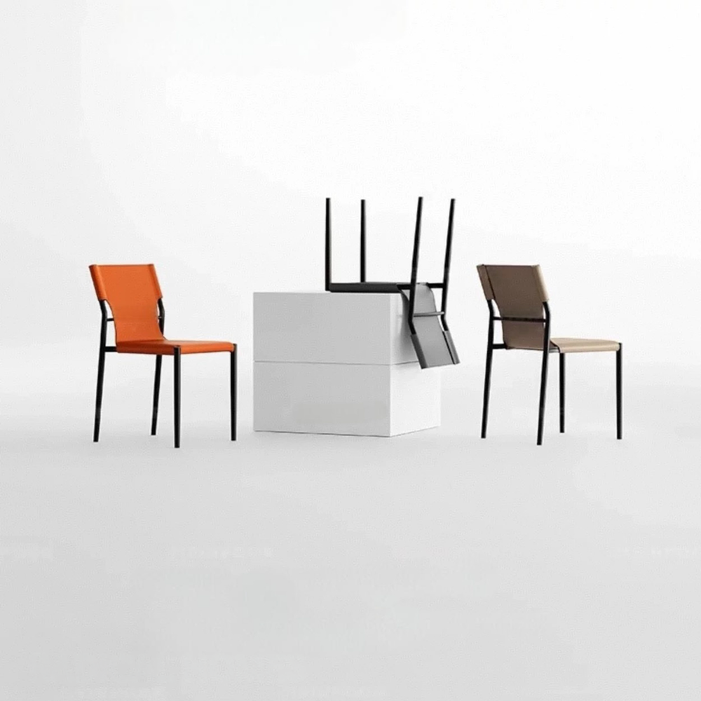 MIRETO Modern Saddle Leather Dining Chair - Urban Mood Singapore