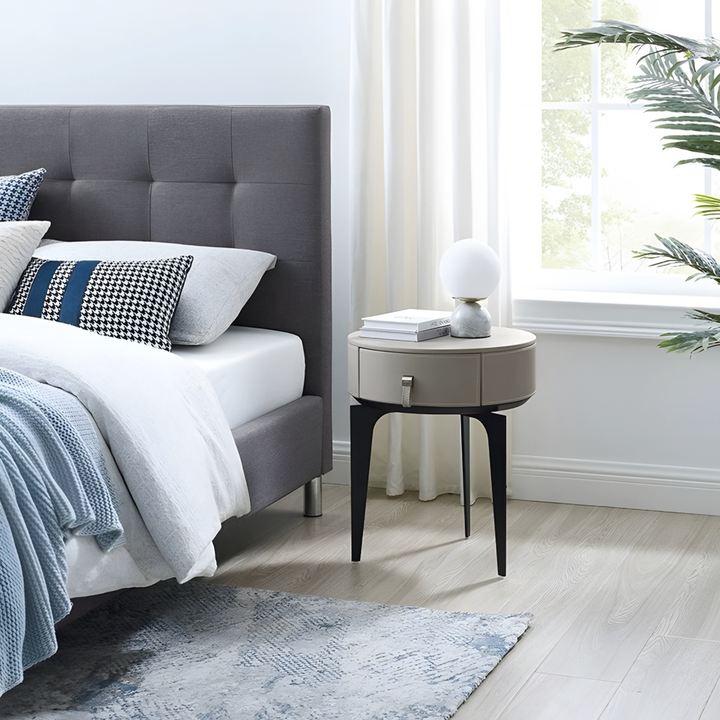 ZENORA Minimalist Round Storage Bedside Table - Cassa Haus Singapore
