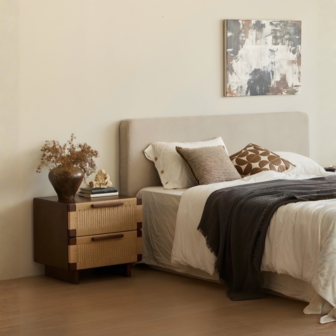 YOVANA Rustic Rattan Bedside Table - Cassa Haus Singapore