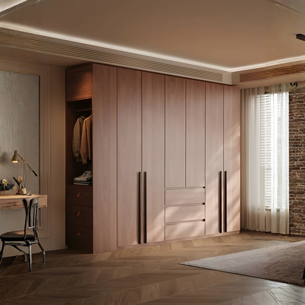 NACRE Modern Walnut Wardrobe - Urban Mood Singapore