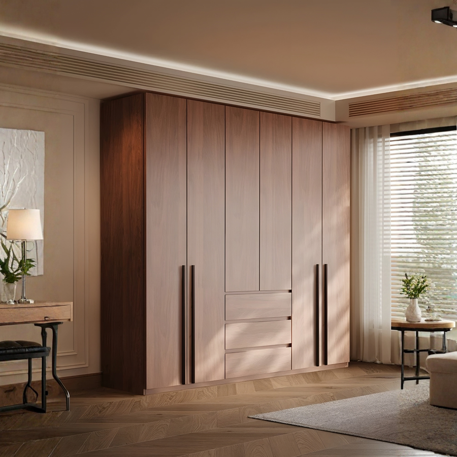 NACRE Modern Walnut Wardrobe - Urban Mood Singapore