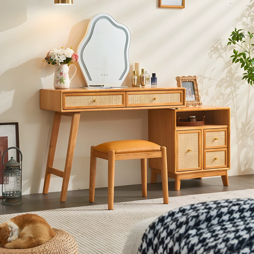 TAVENNE Rustic Solid Wood Vanity Table - Cassa Haus Singapore